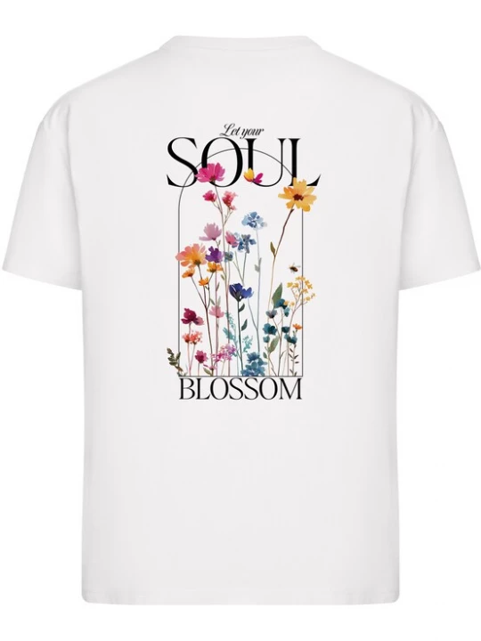 Obrázek produktu Miss Tee Tričko 'Let Your Soul Blossom' královská modrá / tmavě zelená / černá / bílá