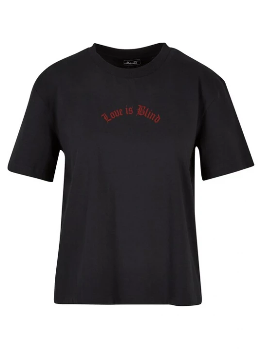 Obrázek produktu Miss Tee Tričko 'Love Is Blind'  béžová / zelená / tmavě červená / černá