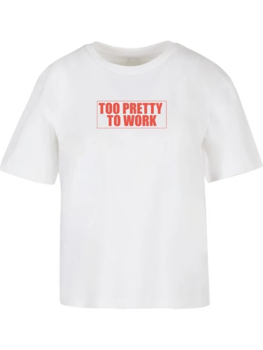 Obrázek produktu Miss Tee Tričko 'Too Pretty To Work'  červená / bílá