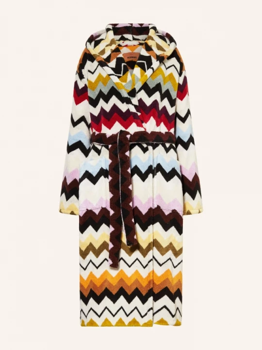 Obrázek produktu Missoni Home Unisexový Župan S Kapucí bílá / oranžová / černá