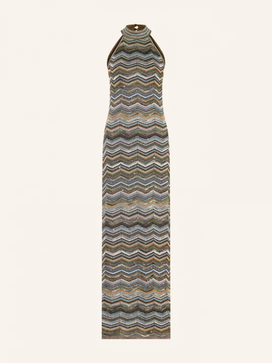 Obrázek produktu Missoni Pletené Šaty S Třpytivou Přízí A Flitry tmavě hnědá / oranžová / tyrkysová