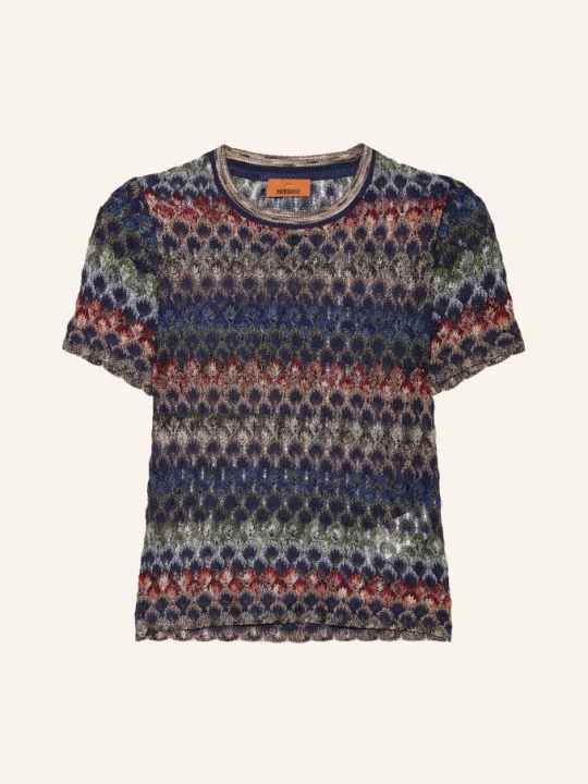 Obrázek produktu Missoni Úpletové Tričko S Třpytivou Přízí tmavě modrá / červená / zelená