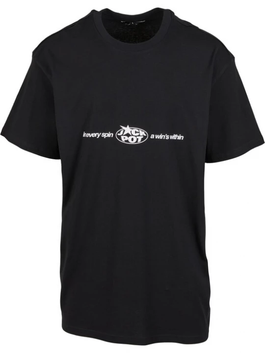 Obrázek produktu Mister Tee Tričko 'Every Spin Wins'  smaragdová / světle červená / černá / bílá