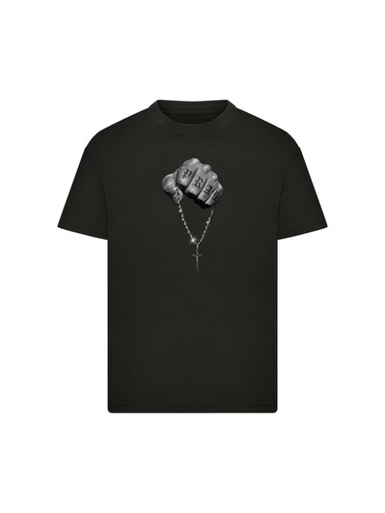 Obrázek produktu Mister Tee Tričko 'Faith Meets Strength' šedá / černá