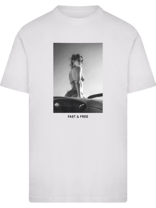Obrázek produktu Mister Tee Tričko 'Fast & Free' světle šedá / černá / bílá