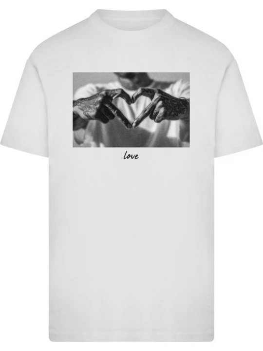 Obrázek produktu Mister Tee Tričko 'Heart Sign' šedá / černá / bílá