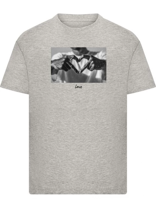 Obrázek produktu Mister Tee Tričko 'Heart Sign' šedý melír / černá / bílá