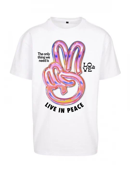 Obrázek produktu Mister Tee Tričko 'Live in Peace'  modrá / orchidej / černá / bílá