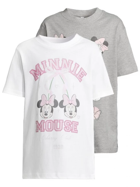 Obrázek produktu Mister Tee Tričko 'Minnie Mouse'  šedý melír / růže / tmavě růžová / bílá