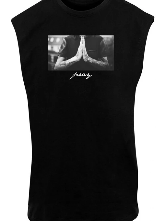 Obrázek produktu Mister Tee Tričko 'Pray'  šedá / černá / bílá