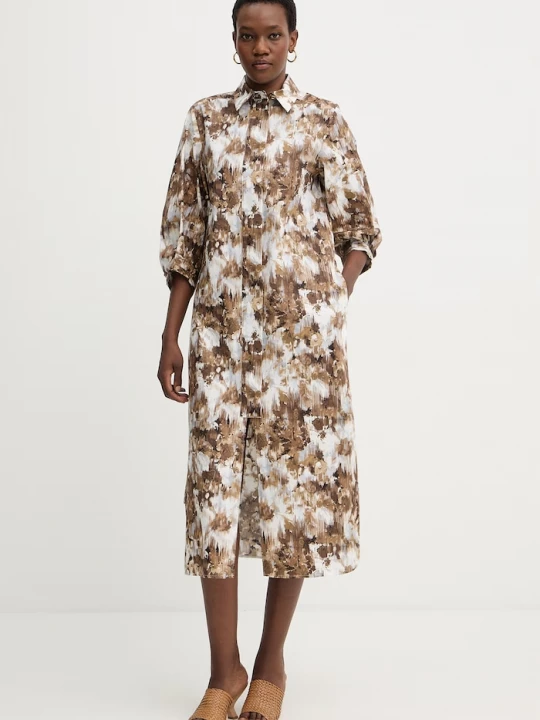 Obrázek produktu MM by Max Mara Bavlněné šaty MM by Max Mara FALDA hnědá