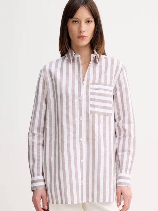 Obrázek produktu MM by Max Mara košile dámská s příměsí lnu ULULO hnědá