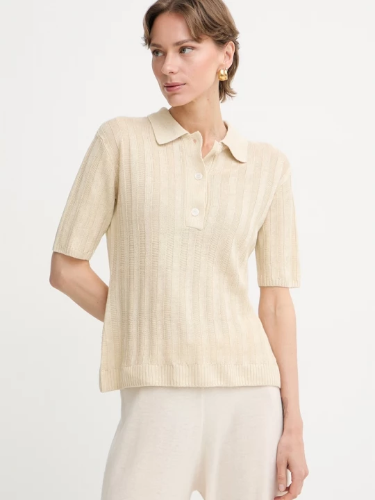 Obrázek produktu MM by Max Mara svetrové polo dámské lněné RIVETTO béžová