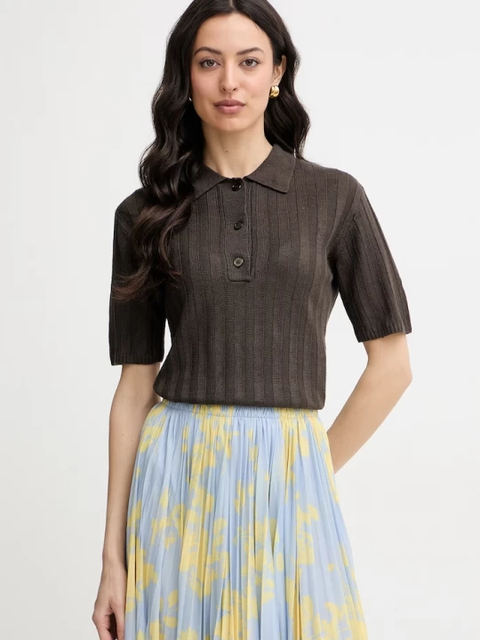Obrázek produktu MM by Max Mara svetrové polo dámské lněné RIVETTO hnědá