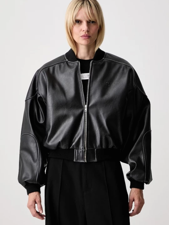 Obrázek produktu MM6 Maison Margiela bomber dámský z imitace kůže černá
