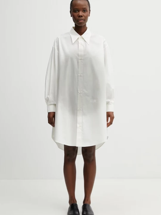 Obrázek produktu MM6 Maison Margiela košilové šaty bavlněné béžová