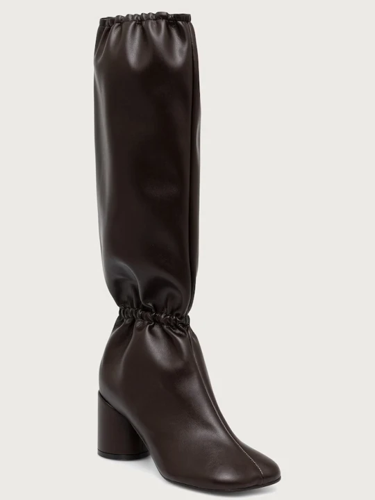 Obrázek produktu MM6 Maison Margiela kozačky nad kolena dámské kožené hnědá