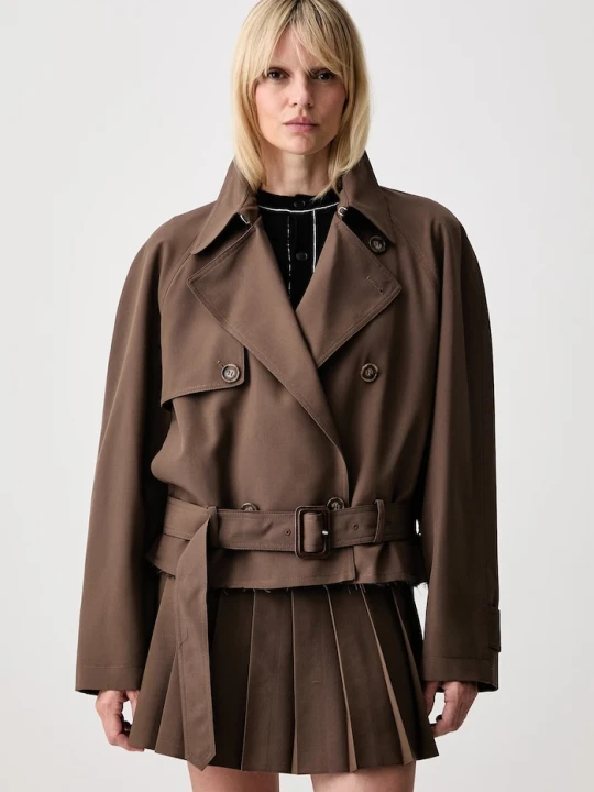 Obrázek produktu MM6 Maison Margiela krátký trenčkot dámský vlnou hnědá