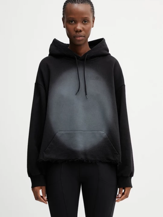 Obrázek produktu MM6 Maison Margiela mikina kapucí dámská bavlněná černá