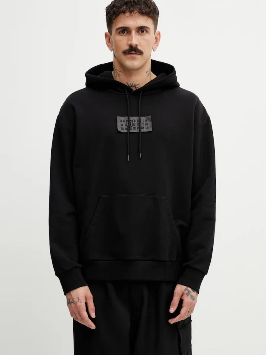 Obrázek produktu MM6 Maison Margiela mikina s kapucí pánská bavlněná černá