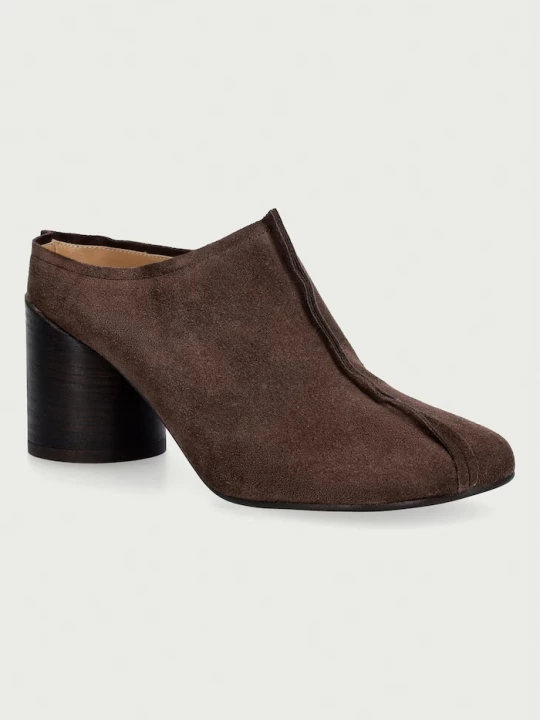 Obrázek produktu MM6 Maison Margiela pantofle na sloupku dámské semišové hnědá