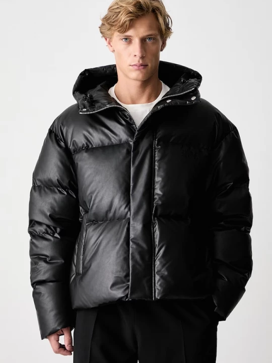Obrázek produktu MM6 Maison Margiela péřová bunda pánská z imitace kůže černá