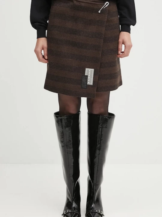 Obrázek produktu MM6 Maison Margiela Vlněná sukně MM6 Maison Margiela hnědá