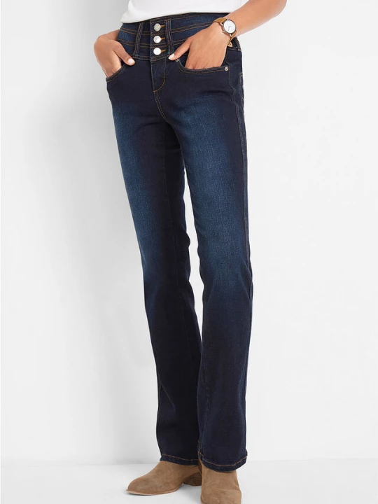 Obrázek produktu Modelujące jeansy, krój bootcut, high waist BonPrix niebieski