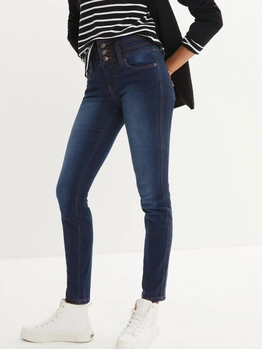 Obrázek produktu Modelujące jeansy o kroju slim fit, high waist BonPrix niebieski
