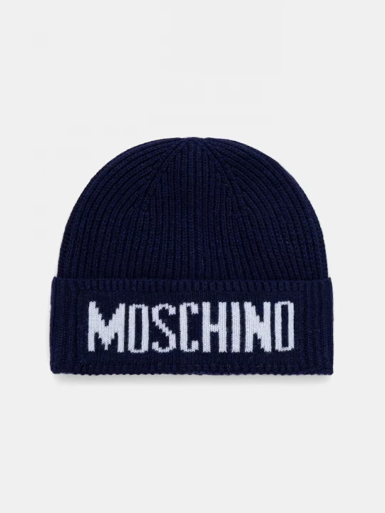 Obrázek produktu Moschino čepice pánská s příměsí vlny námořnická modř