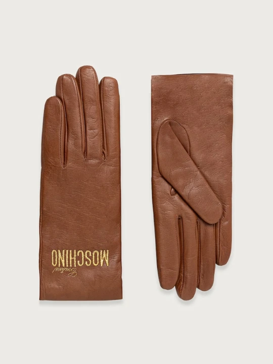 Obrázek produktu Moschino rukavice dámské kožené hnědá