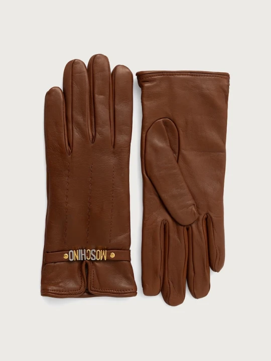 Obrázek produktu Moschino rukavice dámské kožené hnědá