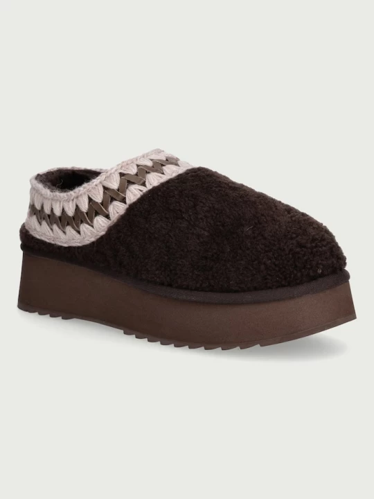 Obrázek produktu Mou pantofle dámské Platform Clog Curly Sheepskin hnědá