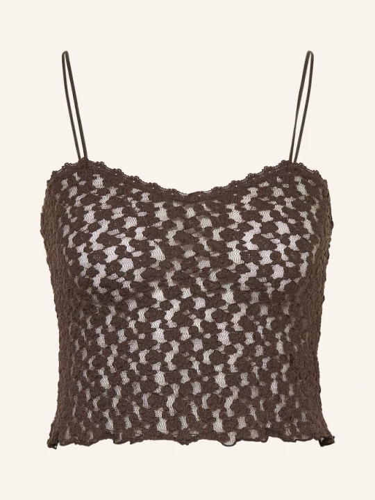Obrázek produktu Mrs & Hugs Krátký Pletený Top tmavě hnědá