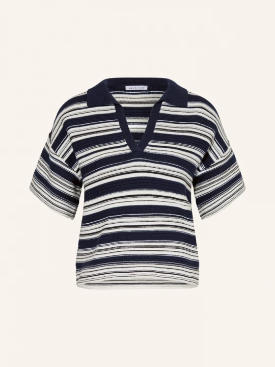 Obrázek produktu Mrs & Hugs Pletené Polo Tričko bílá / tmavě modrá