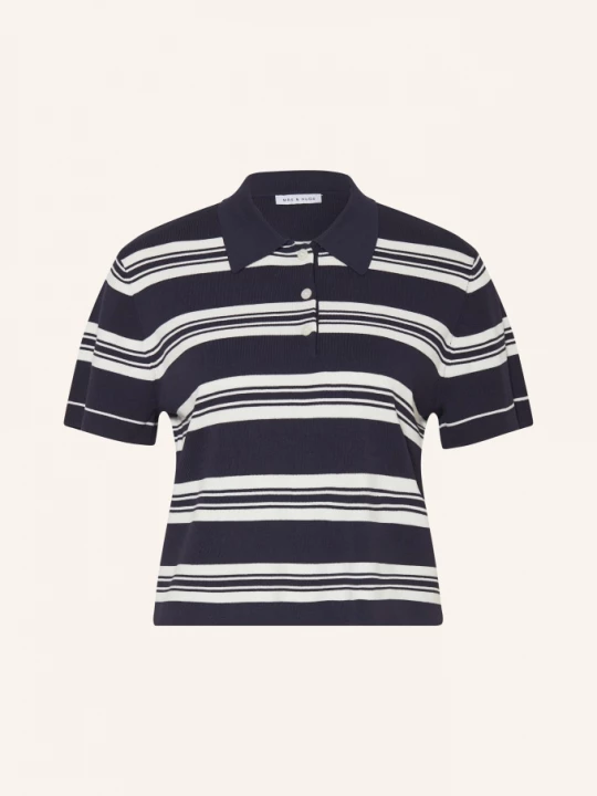 Obrázek produktu Mrs & Hugs Pletené Polo Tričko tmavě modrá / bílá