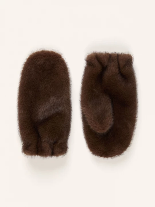 Obrázek produktu Mrs & Hugs Rukavice Bez Prstů Z Umělé Kožešiny tmavě hnědá