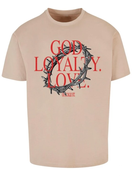 Obrázek produktu MT Upscale Tričko 'God Loyalty Love'  písková / antracitová / červená
