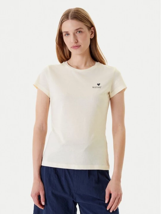 Obrázek produktu Mustang T-Shirt Loa 1016509 Écru Slim Fit Krémová