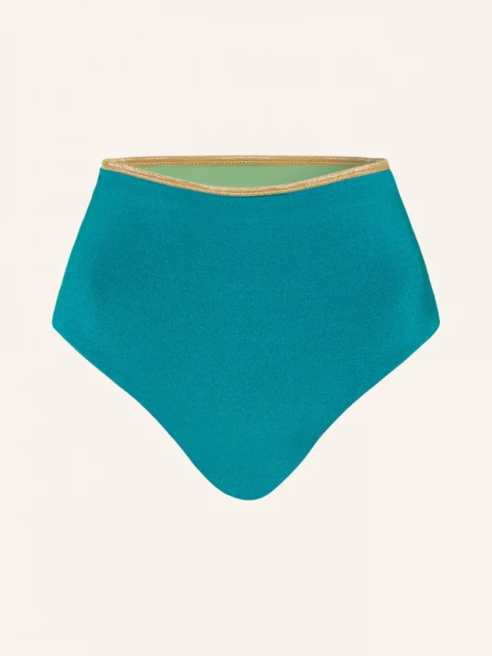 Obrázek produktu Mymarini Obracitelné Bikinové Kalhoty S Vysokým Pasem Shine tyrkysová / zlatá / světle zelená
