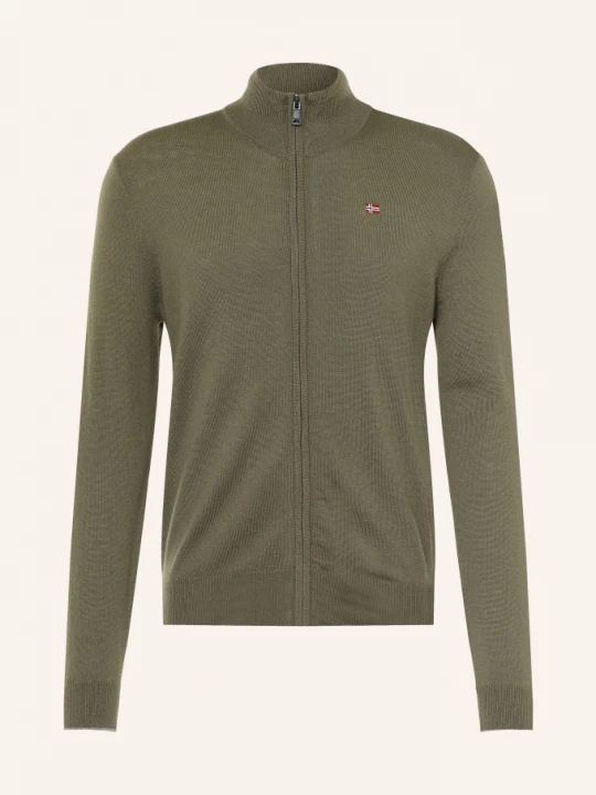 Obrázek produktu Napapijri Pletený Kardigan Damavand khaki / tmavě červená / bílá