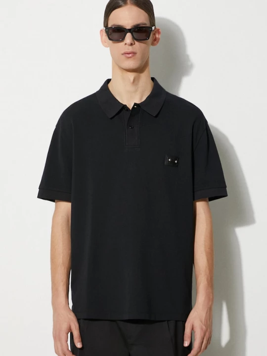 Obrázek produktu Neil Barrett Bavlněné polo tričko Neil Barrett Loose Pierced Nipple Polo černá