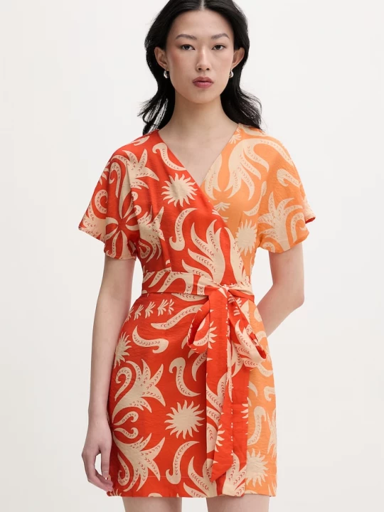 Obrázek produktu Never Fully Dressed zavinovací šaty s viskózou oranžová