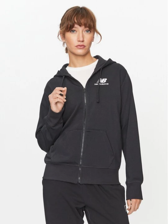 Obrázek produktu New Balance Mikina NB Essentials Stacked Logo Full Zip Hoodie WJ31530 Černá Regular Fit