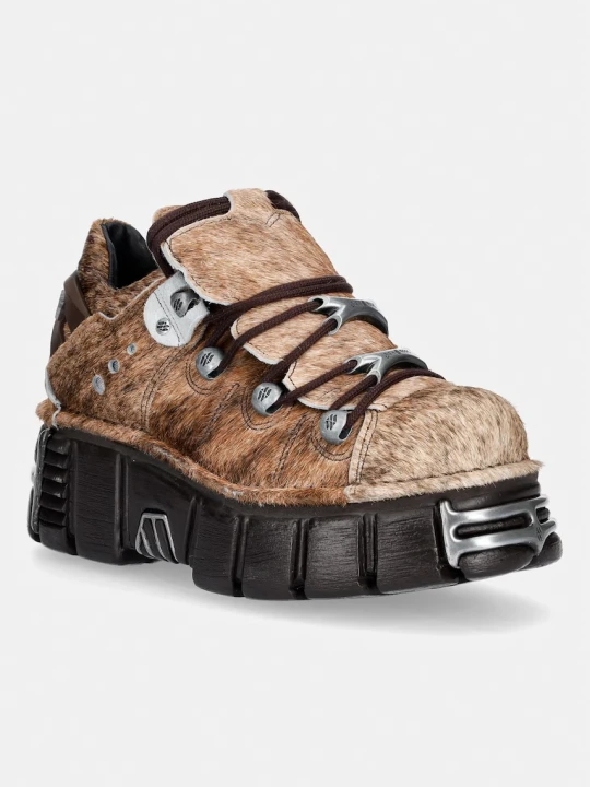 Obrázek produktu New Rock boty dámské kožené PELO NATURAL MARRON-BLANCO + IMPERFECT TOWER MARRON TORNILLOS hnědá