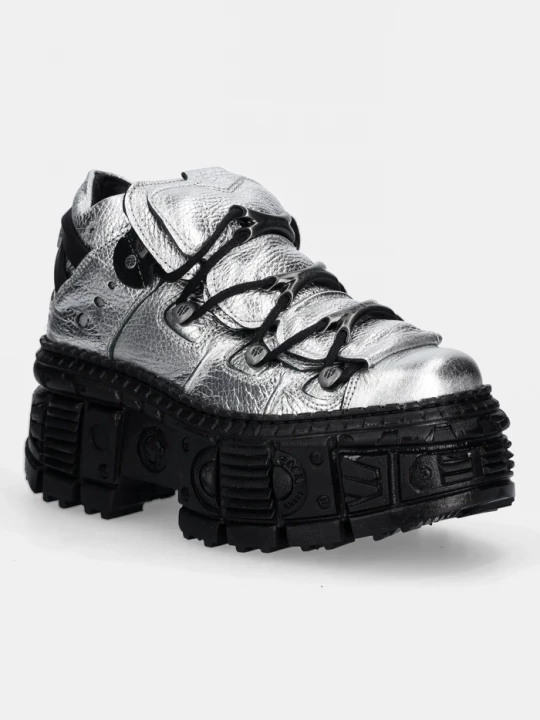 Obrázek produktu New Rock Kožené boty New Rock Floater Plata, Tank Casco Negro Sin stříbrná