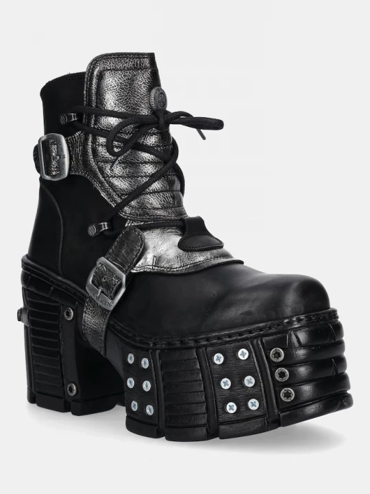 Obrázek produktu New Rock Kožené kotníkové boty New Rock ITALI NEGRO BOX PLANE černá