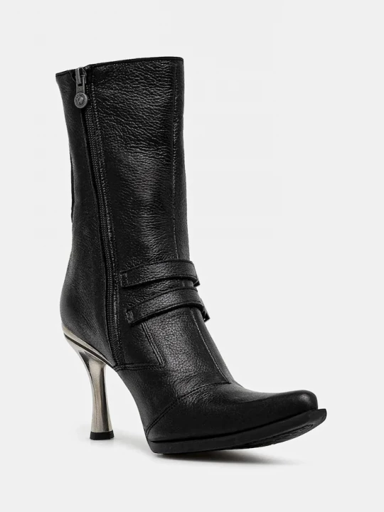 Obrázek produktu New Rock Kožené kotníkové boty New Rock LUXOR NEGRO, MALICIA 2 GOMA NEGRA TACON CARI černá