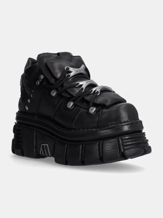 Obrázek produktu New Rock Kožené tenisky New Rock Negro + Nomada Negro + Tower Negro Lateral E-14 černá