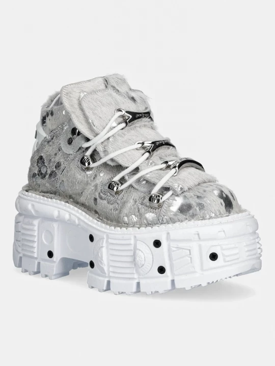 Obrázek produktu New Rock Kožené tenisky New Rock PELO CALVAS BLANCO PLATA, TANK BLANCO TORN bílá